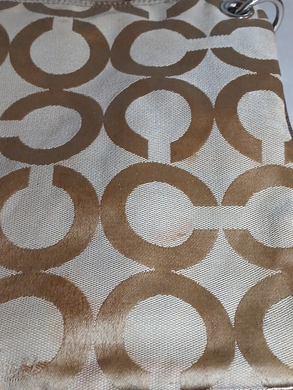 Coach Poppy Gold Signature Pattern Shoulder Bag